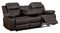 Contemporary Style Double Recliner Sofa With Console and Cup Holders, Brown-Living Room Furniture-Brown-Leather-JadeMoghul Inc.