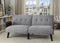 Contemporary Style Fabric Upholstered Tufted Futon Sofa with Wooden Tapered Legs, Gray-Living Room Furniture-Gray-Linen Like Fabric and Wood-JadeMoghul Inc.