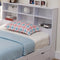 Contemporary Style Glossy White Finish Full Bookcase Headboard With Six Shelves.-Headboards-White-Wood-JadeMoghul Inc.