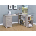 Contemporary Style L-Shaped Office Desk, Gray-Desks and Hutches-Gray-Wood-JadeMoghul Inc.