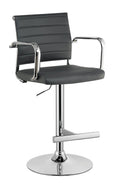 Contemporary Style Leatherette Padded Bar Stool With Arms, Gray & Silver-Office Furniture-Gray & Silver-Metal & Fabric-JadeMoghul Inc.