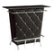 Contemporary Style Leatherette Padded Bar Table With Button Tufting, Black-Bar Tables-Black-Metal & Fabric-JadeMoghul Inc.