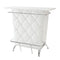 Contemporary Style Leatherette Padded Bar Table With Button Tufting, White-Bar Tables-White-Metal & Fabric-JadeMoghul Inc.