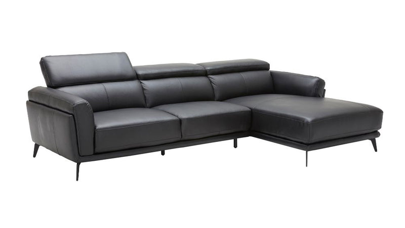 Contemporary Style Leatherette Upholstered Sectional Sofa Set with Right Facing Chaise , Black-Sofas Sectionals & Loveseats-Black-Faux leather and wood-JadeMoghul Inc.