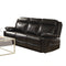 Contemporary Style Leatherrette and Metal Sofa with Motion Reclining, Brown-Living Room Furniture-Brown-Polyurethane and Metal-JadeMoghul Inc.
