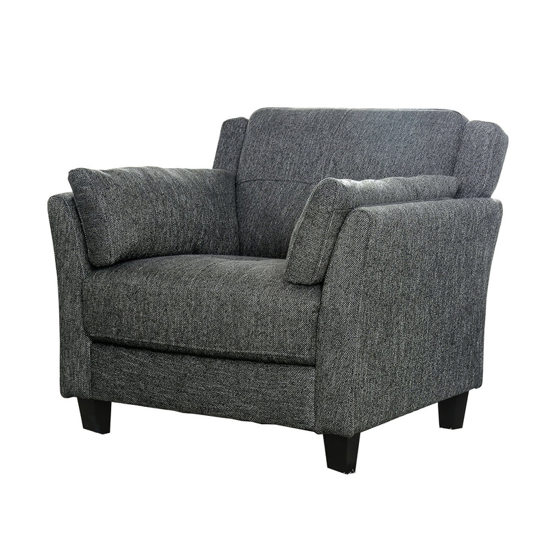 Contemporary Style Linen like Fabric Upholstered Wooden Chair with Tapered Legs, Gray-Accent Chairs-Gray-Linen-like Fabric and Wood-JadeMoghul Inc.