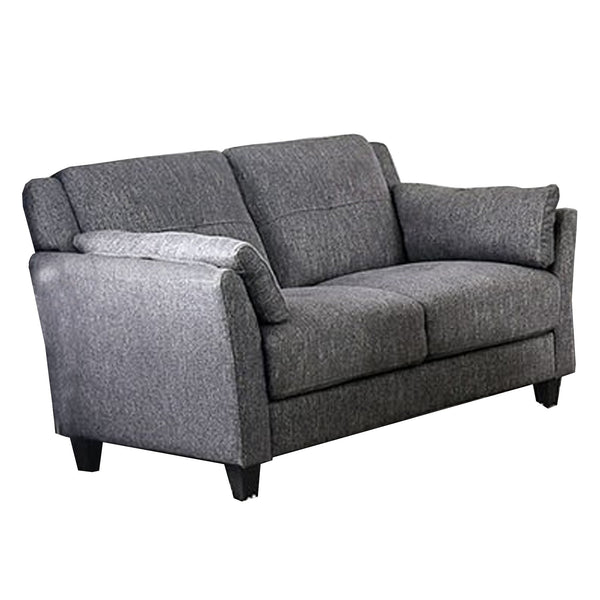 Contemporary Style Linen like Fabric Upholstered Wooden Love Seat with Tapered Legs, Gray-Sofa & Sectionals-Gray-Linen-like Fabric and Wood-JadeMoghul Inc.