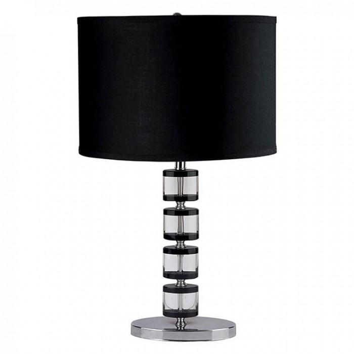 Contemporary Style Metal and Crystal Table Lamp With Geometric Design, Black-Table Lamps-Black-Metal Crystal-JadeMoghul Inc.