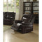 Contemporary Style Metal and Leatherette Recliner, Espresso Brown-Living Room Furniture-Brown-Metal and Polyurethane-JadeMoghul Inc.