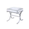 Contemporary Style Metal and Mirror Square End Table, Silver-Side and End Tables-Silver-Metal and Mirror-JadeMoghul Inc.