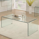 Contemporary Style Minimal Clear Glass Coffee Table, Clear-Coffee Tables-Clear-Acrylic-JadeMoghul Inc.