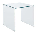 Contemporary Style Minimal Clear Glass End Table, Clear-End Tables-Clear-Acrylic-JadeMoghul Inc.