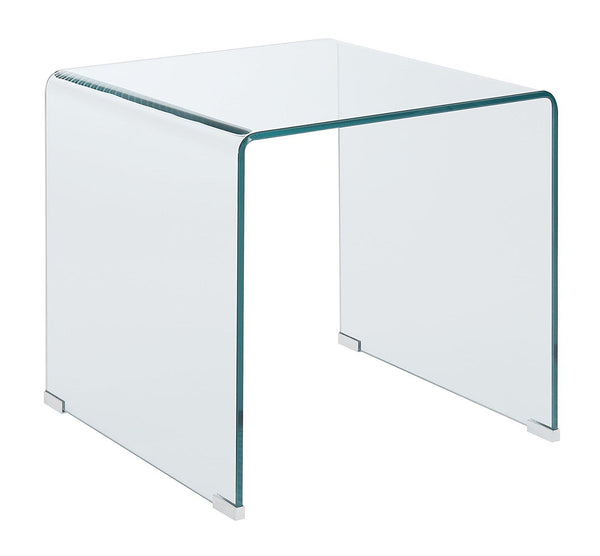 Contemporary Style Minimal Clear Glass End Table, Clear-End Tables-Clear-Acrylic-JadeMoghul Inc.