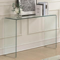 Contemporary Style Minimal Clear Glass Sofa Table, Clear-Tables-Clear-Acrylic-JadeMoghul Inc.