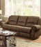 Contemporary Style Padded Microfiber Motion Sofa With Nailhead Accents, Brown-Living Room Furniture-Brown-Microfiber Fabric/Wood-JadeMoghul Inc.