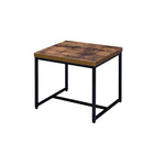 Contemporary Style Rectangular Wood and Metal End Table, Brown and Black-Side and End Tables-Brown and Black-Metal and Wood-JadeMoghul Inc.