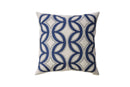 Contemporary Style Semi-Circular Patterns Set of 2 Throw Pillows, Indigo Blue-Accent Pillows-Natural, Blue-Polyester Linen-JadeMoghul Inc.