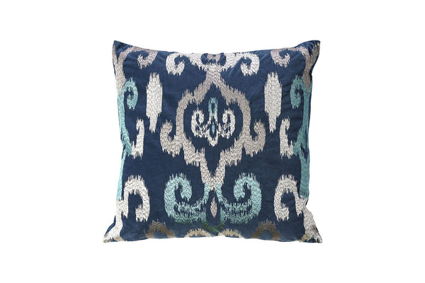 Contemporary Style Set of 2 Throw Pillows With Blurred Motion Lines, Indigo Blue-Accent Pillows-Blue-Polyester FiberVelvet-JadeMoghul Inc.