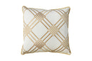 Contemporary Style Set of 2 Throw Pillows With Diamond Patterns, Ivory, Yellow-Accent Pillows-Ivory, Yellow-Polyester FiberVelvet-JadeMoghul Inc.