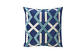 Contemporary Style Set of 2 Throw Pillows With Geometric Patterns, Blue-Accent Pillows-Blue-Polyester Velvet-JadeMoghul Inc.