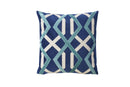 Contemporary Style Set of 2 Throw Pillows With Geometric Patterns, Blue-Accent Pillows-Blue-Polyester Velvet-JadeMoghul Inc.