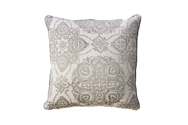 Contemporary Style Set of 2 Throw Pillows With Intricate Medallion Patterns-Accent Pillows-Gray, Cream-Polyester Jacquard-JadeMoghul Inc.