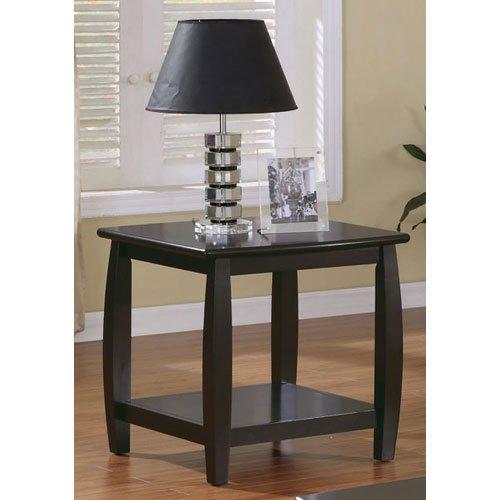 Contemporary Style Solid Wood End Table With Slightly Rounded Shape, Dark Brown-End Tables-Dark Brown-Wood-JadeMoghul Inc.