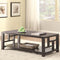 Contemporary Style Solid Wooden Coffee Table With Bottom Shelf, Brown-Coffee Tables-Brown-Wood-JadeMoghul Inc.