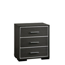 Contemporary Style Three Drawers Wooden Nightstand with Bar Handles, Dark Gray-Bedroom Furniture-Gray-Wood and Metal-JadeMoghul Inc.