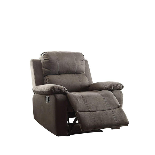 Contemporary Style Upholstered Recliner with Cushioned Armrests, Charcoal Gray-Living Room Furniture-Gray-Microfiber and Metal-JadeMoghul Inc.