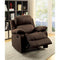 Contemporary Style Upholstered Recliner with Cushioned Armrests, Chocolate Brown-Living Room Furniture-Brown-Microfiber and Metal-JadeMoghul Inc.
