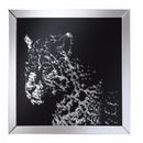 Contemporary Style Wall Mirror With Image Of Leopard, Clear And Black-Accent Chests and Cabinets-Clear And Black-Glass-JadeMoghul Inc.