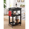 Contemporary Style Wine Cart With Two Shelves, Black-Bar Carts-Black-Marble & Wood-JadeMoghul Inc.