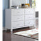 Contemporary Style Wood and Metal Dresser with 6 Drawers, White-Bedroom Furniture-White-Wood and Metal-JadeMoghul Inc.