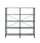 Contemporary Style Wood and Metal Open Bookcase, Gray-Book Cases-Gray-Wood and Metal-JadeMoghul Inc.