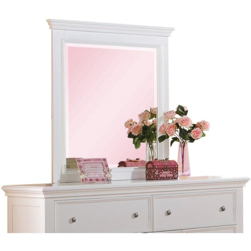 Contemporary Style Wood Rectangular Mirror, White-Mirrors-White-Wood and Mirror-JadeMoghul Inc.
