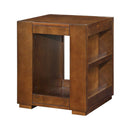 Contemporary Style Wood Veneer Square End Table with Side Magazine Rack, Espresso Brown-Side and End Tables-Brown-Wood Veneer and Engineered Wood-JadeMoghul Inc.