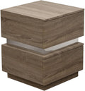 Contemporary Style Wooden Accent Table with Two Drawers, Brown and Silver-Accent Tables-Brown and Silver-Wood and Metal-JadeMoghul Inc.