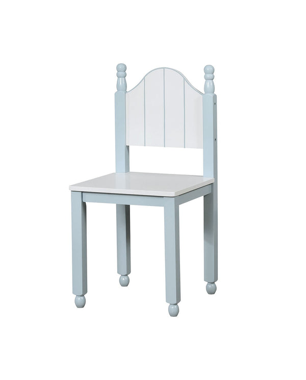Contemporary Style Wooden Chair With Camel Back, Blue And White-Accent Chairs-Blue And White-Solid Wood and Wood Veneer-JadeMoghul Inc.