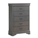 Contemporary Style Wooden Chest With 5 Drawers, Gray-Accent Chests and Cabinets-Gray-Wood-JadeMoghul Inc.