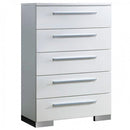 Contemporary Style Wooden Chest With Chrome Handles, White-Accent Chests and Cabinets-White-Wood-JadeMoghul Inc.