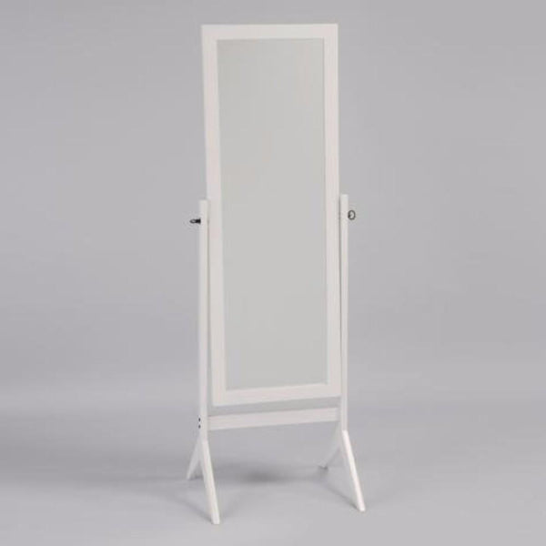 Contemporary Style Wooden Cheval Mirror, White-Floor Mirrors-White-Wood & Glass-JadeMoghul Inc.