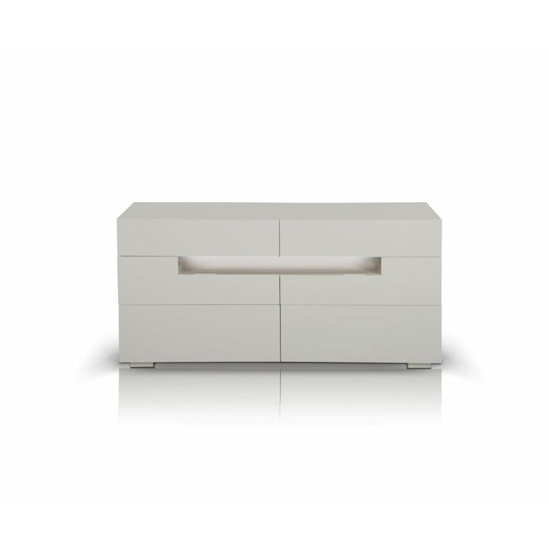 Contemporary Style Wooden Dresser with Six Drawers and LED Light, White-Bedroom Furniture-White-MDF and Melamine-JadeMoghul Inc.