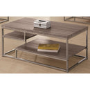 Contemporary Style Wooden Metallic Coffee Table With Two Shelves, Gray-Coffee Tables-Gray-Wood/Metal-JadeMoghul Inc.