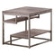 Contemporary Style Wooden Metallic End Table With Two Shelves, Gray-End Tables-Gray-Wood/Metal-JadeMoghul Inc.