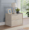 Contemporary Style Wooden Nightstand with Two Drawers, Washed White-Nightstand-Washed White-Wood Veneer (Wood) Engineered Wood-JadeMoghul Inc.