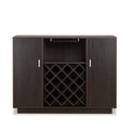 Contemporary Style Wooden Server with Two Side Door Storage Cabinets, Espresso Brown-Cabinet and Storage Chests-Brown-Wood-JadeMoghul Inc.