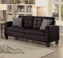 Contemporary Style Wooden Sofa With Tufted Backrest And Seat, Chocolate Brown Finish-Sofas-Brown-Wood Fabric-JadeMoghul Inc.