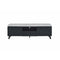 Contemporary style Wooden TV Stand with Faux Concrete Top and Tapered Legs, Black and White-Media Storage Cabinets & Racks-Black and White-Faux Concrete, Engineered Wood, Metal-JadeMoghul Inc.