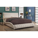 Contemporary Styled Soothing Upholstered Queen Size Bed, White-Panel Beds-WHITE-VINYL-JadeMoghul Inc.